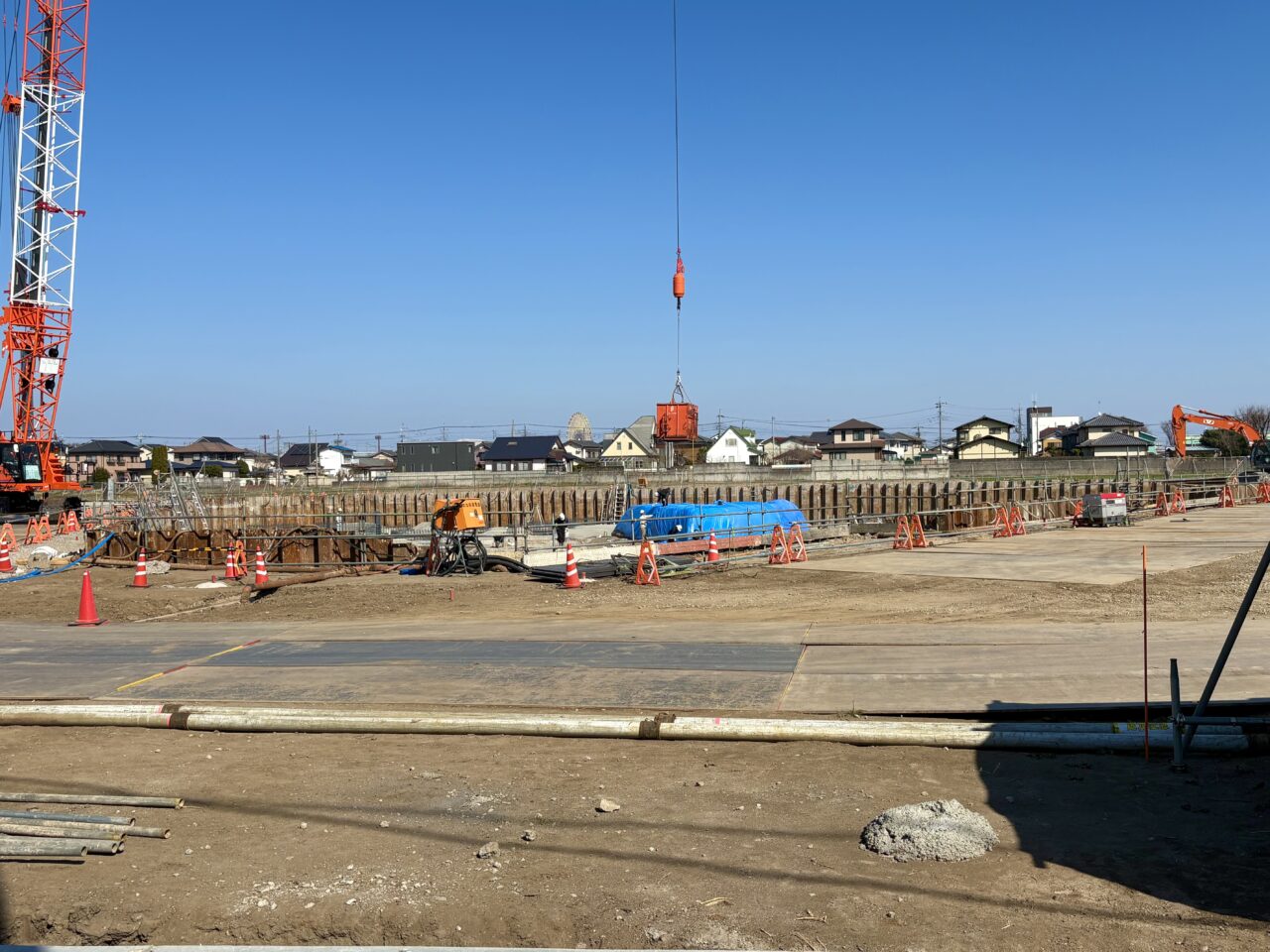 2026年3月18日石井病院新築工事現場クレーン作業