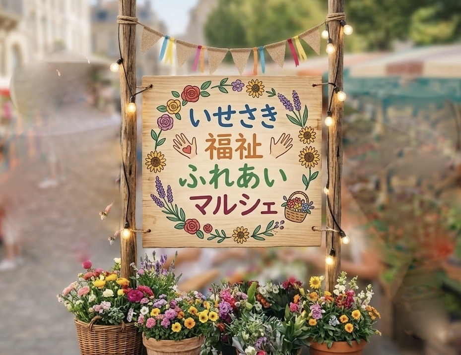 2026年8月11日いせさき福祉ふれあいマルシェ看板イメージ